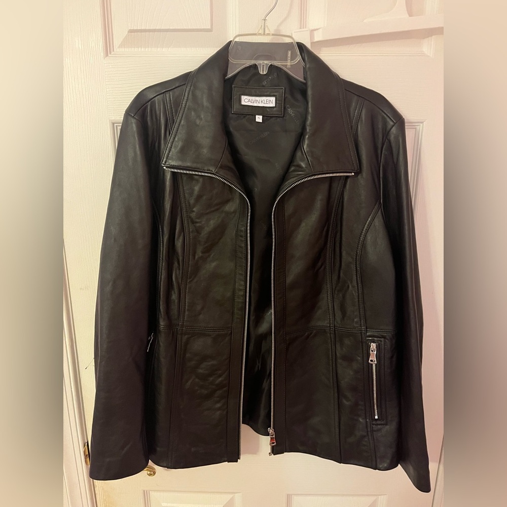 CALVIN KLEIN BLACK LEATHER JACKET